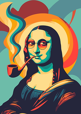 Cool Mona Lisa with a Pipe
