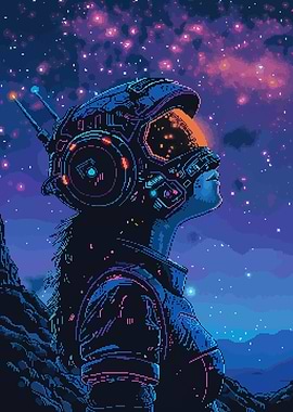 Space Girl Pixel Art Retro