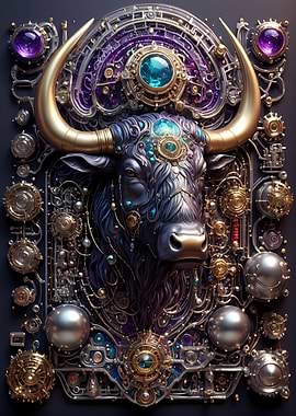 Steampunk Bull Portrait