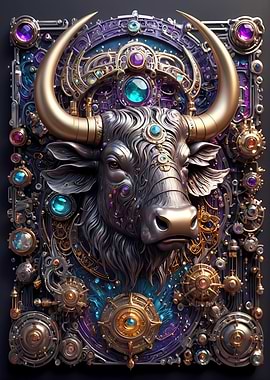Cybernetic Steampunk Bull