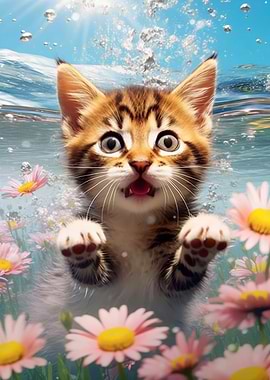 Adorable cat swimming