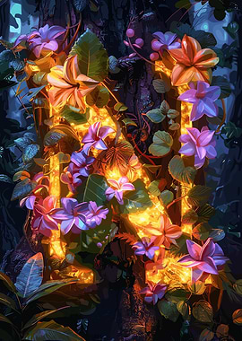 Flower Alphabet Letter N