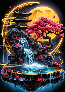 Golden Kintsugi Waterfall