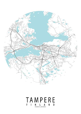 Tampere City Map Circle