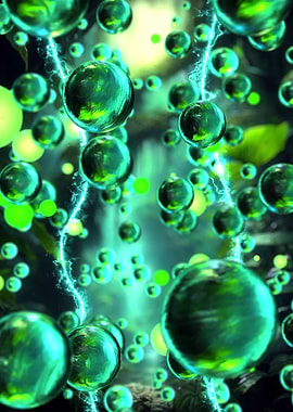 Abstract Green Glass Orbs