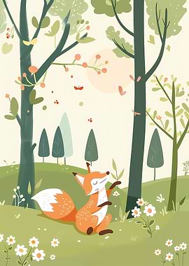 Happy Fox Minimal Art