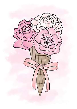 Pink Roses Cone
