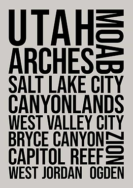 Utah Cities Travel Art