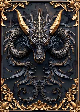 Elegant Golden Dragon Art