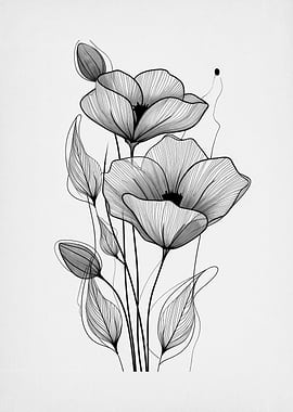 black and white flower