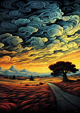 fantasial night landscape