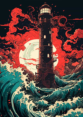 Lighthouse With Loud Waves