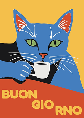 Buongiorno Cat Poster