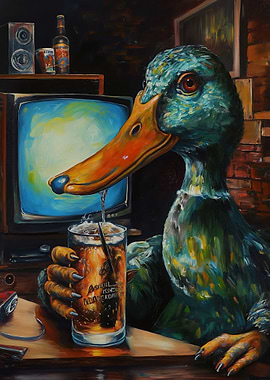 Duck Beer TV Funny Art