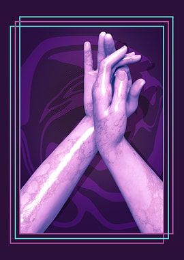 Marble hands pink neon