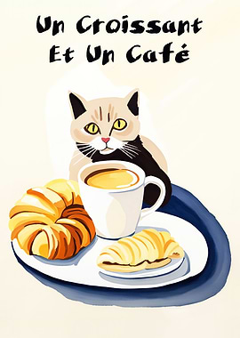 Croissant Cat Poster