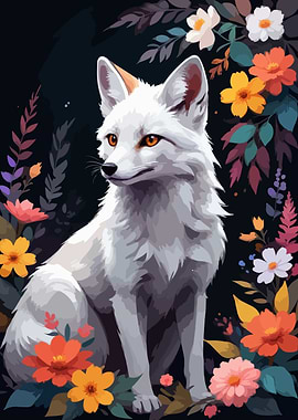 fox and flower
