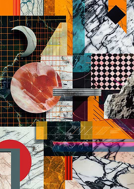 Marbled Geometric Collage