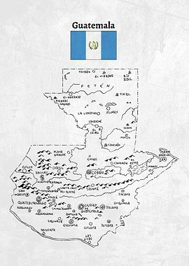 Handdrawn Guatemala Map