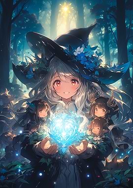 Anime Witch in the woods