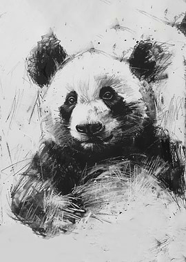 Panda In Charcoal