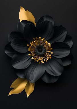 Gold Black Flower