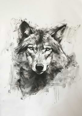 Wolf Head in Charcoal