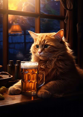 Cat With Beer