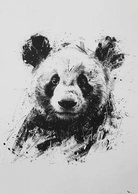 Panda Head In Charcoal