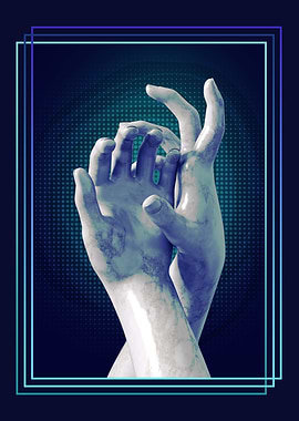 Marble hands blue neon