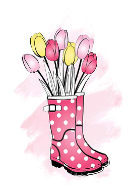 Rain Boots with tulips