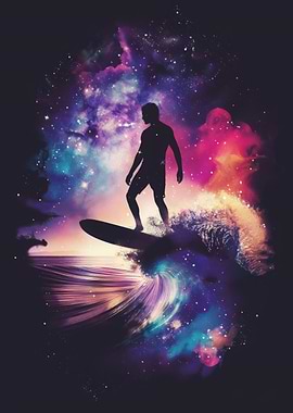 Surfing Galaxy Silhouette