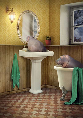 Bathroom Hippos