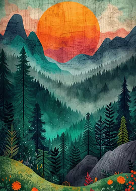Mountain Landscape Sunset