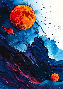 Blue Mountains Orange Moon