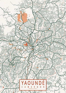 Yaounde City Map Bohemian