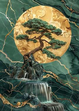 Golden Bonsai Tree Art