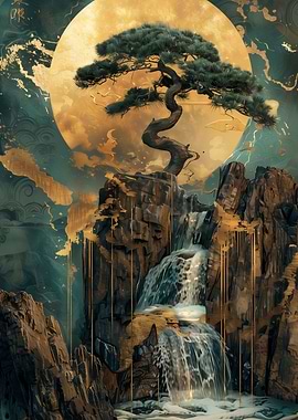 Golden Bonsai Tree Art