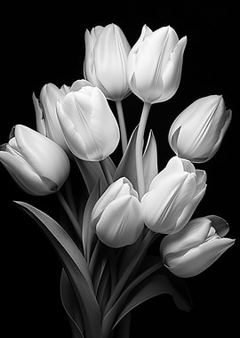 Tulips Black and White