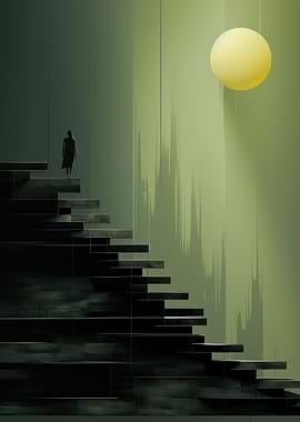 Olive green staircase art