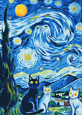 Starry Night Cats Version