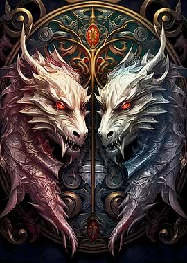 Red And Blue Dragons