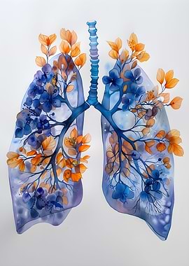 Blue Human Lungs