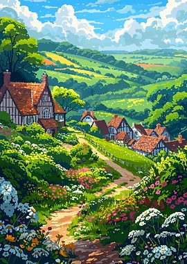 European Village Pixel Art