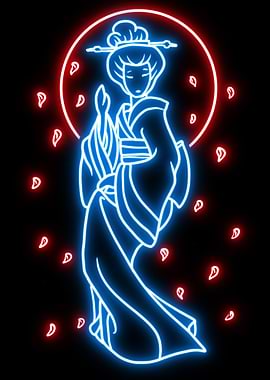 Japanese geisha neon