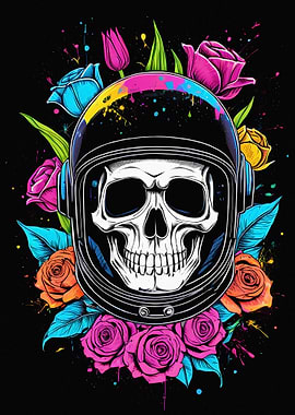 Astronaut Skull Painting
