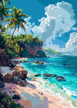 Caribbean Beach Pixel Art