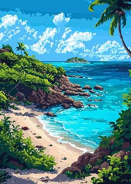 Caribbean Beach Pixel Art