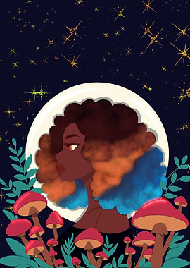 Moonlit Woman and Mushroom