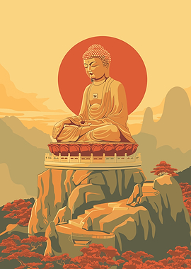 Zen Buddha Over Mountain